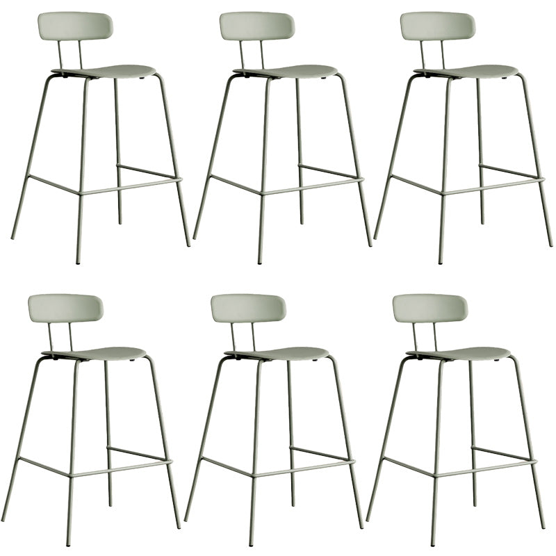 Modern Backrest Armless Counter Stool Metal Bar Stool with Plastic Cushion