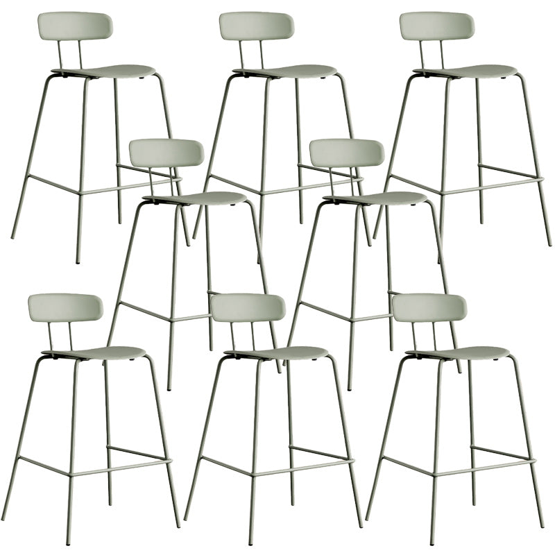 Modern Backrest Armless Counter Stool Metal Bar Stool with Plastic Cushion