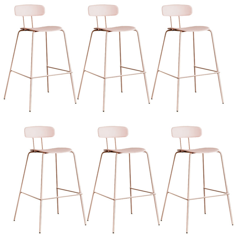 Modern Backrest Armless Counter Stool Metal Bar Stool with Plastic Cushion