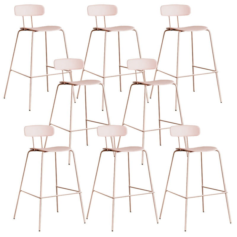 Modern Backrest Armless Counter Stool Metal Bar Stool with Plastic Cushion