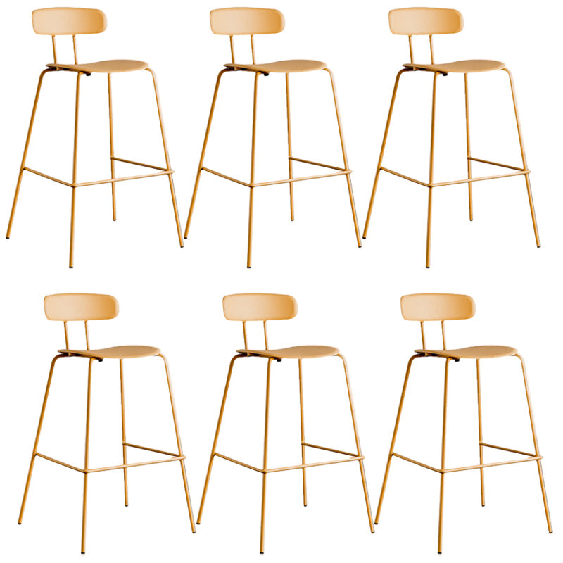 Modern Backrest Armless Counter Stool Metal Bar Stool with Plastic Cushion