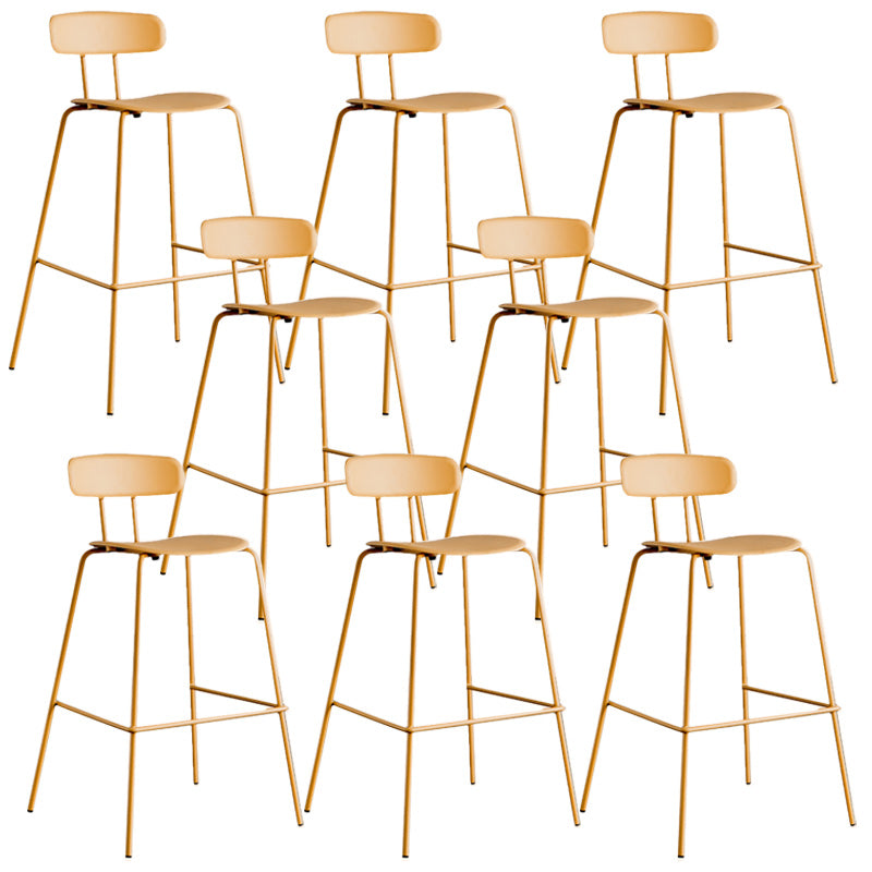Modern Backrest Armless Counter Stool Metal Bar Stool with Plastic Cushion