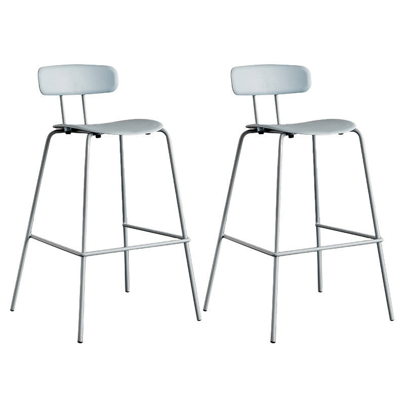 Modern Backrest Armless Counter Stool Metal Bar Stool with Plastic Cushion