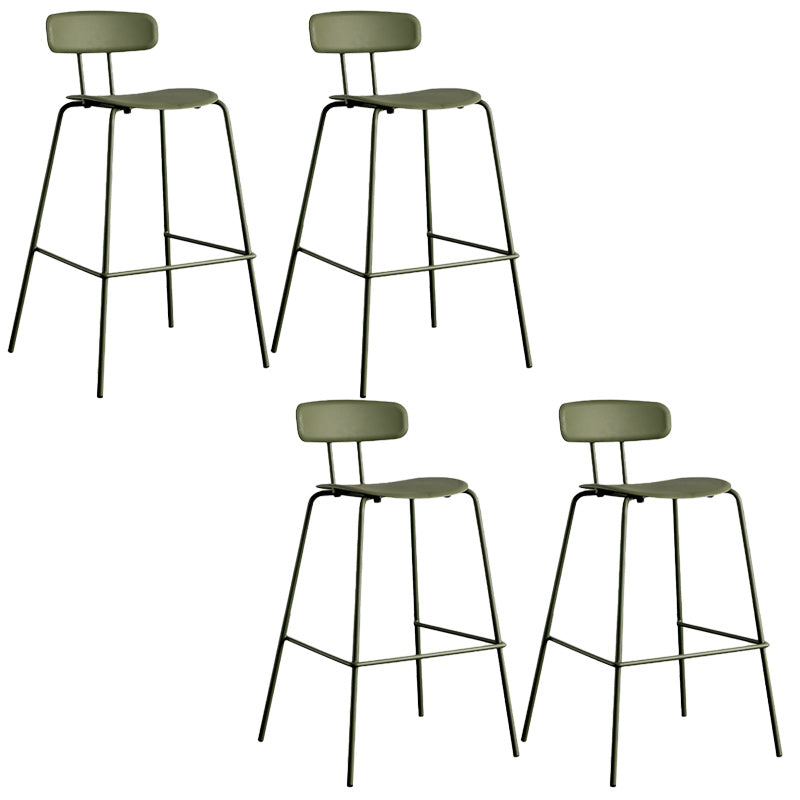 Modern Backrest Armless Counter Stool Metal Bar Stool with Plastic Cushion