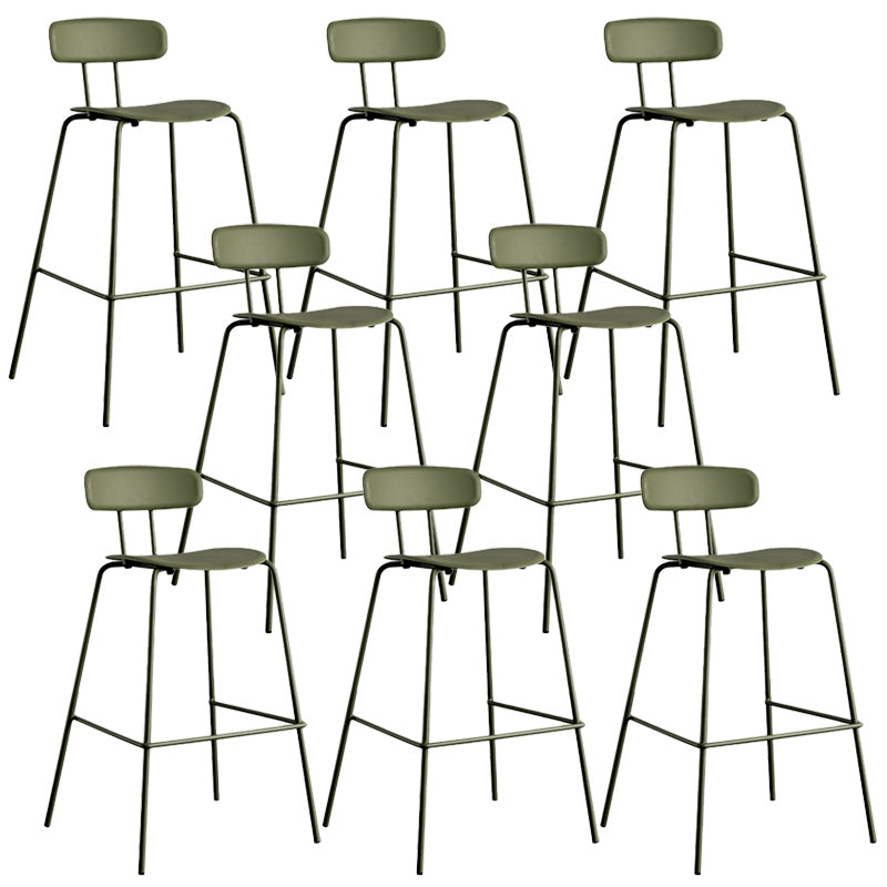 Modern Backrest Armless Counter Stool Metal Bar Stool with Plastic Cushion