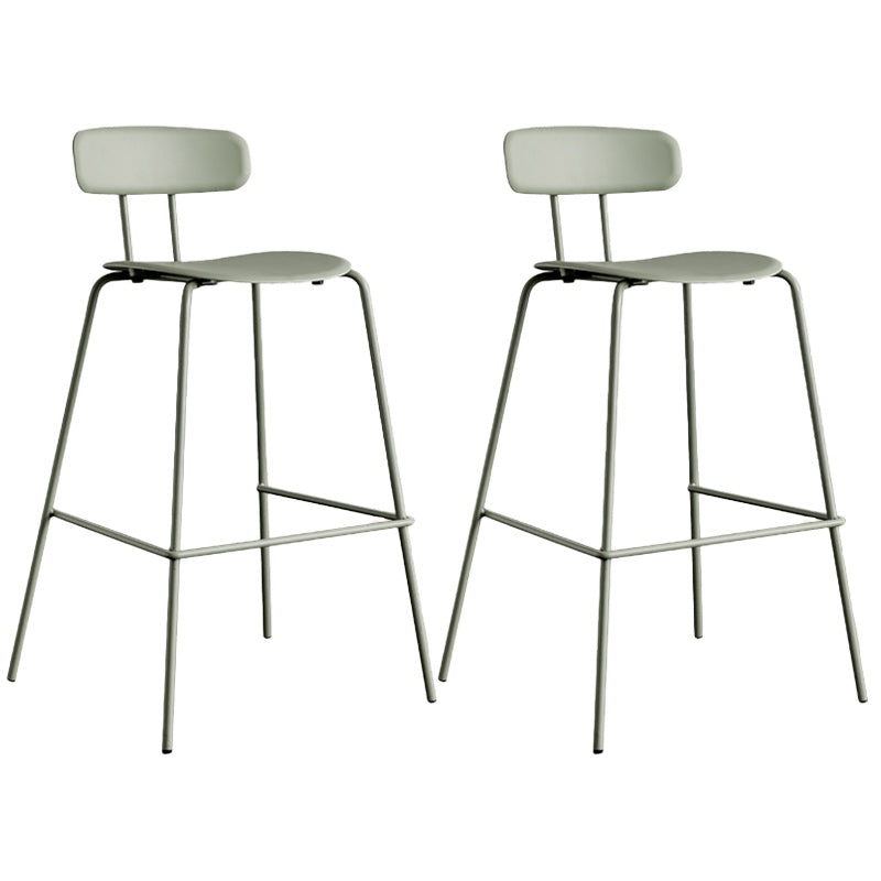 Modern Backrest Armless Counter Stool Metal Bar Stool with Plastic Cushion