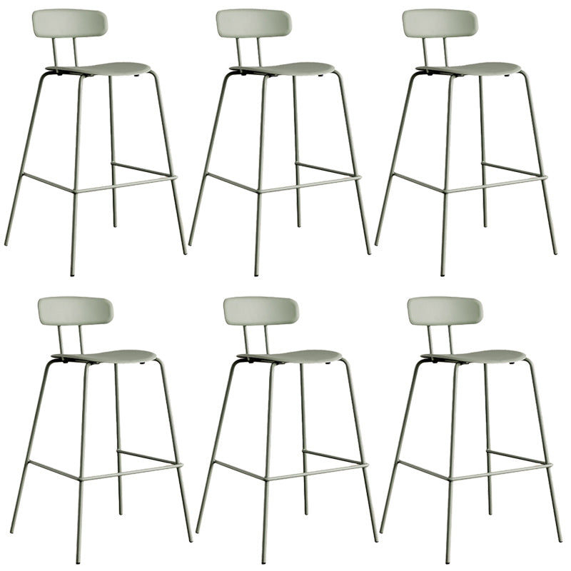Modern Backrest Armless Counter Stool Metal Bar Stool with Plastic Cushion