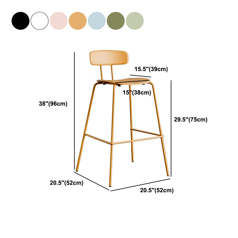 Modern Backrest Armless Counter Stool Metal Bar Stool with Plastic Cushion