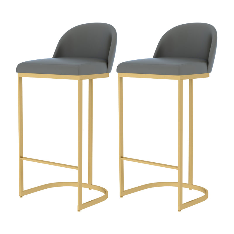 Scandinavian Round Leather Counter Stool Low Back Stools for Kitchen