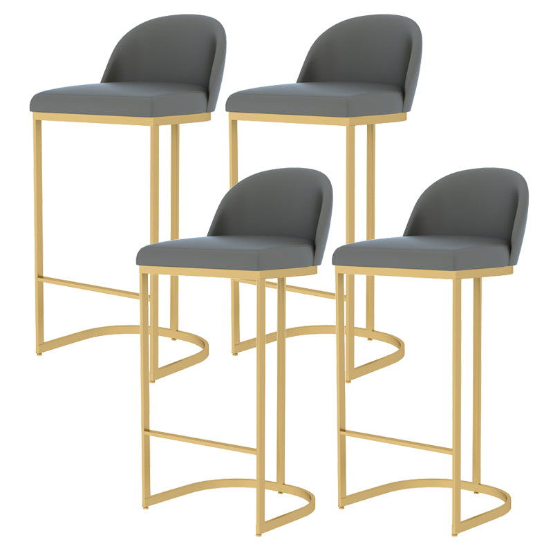 Scandinavian Round Leather Counter Stool Low Back Stools for Kitchen