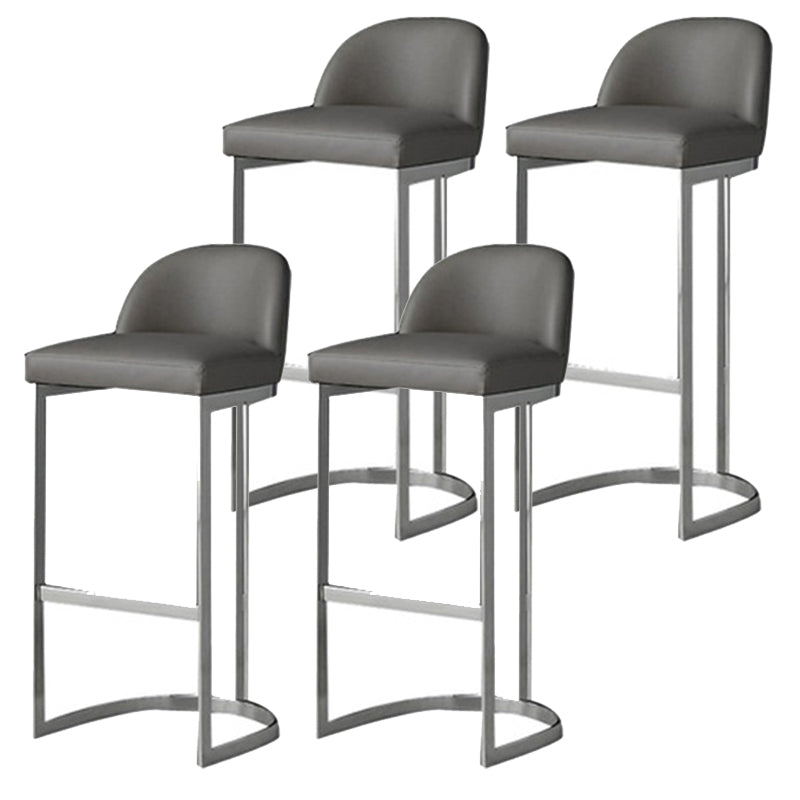 Scandinavian Round Leather Counter Stool Low Back Stools for Kitchen