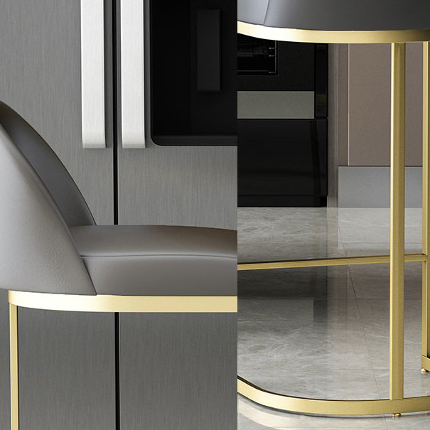 Scandinavian Round Leather Counter Stool Low Back Stools for Kitchen