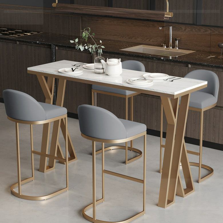 1/5 Pieces Glam Bar Table Set Rectangle Bistro Set with White Faux Marble Top
