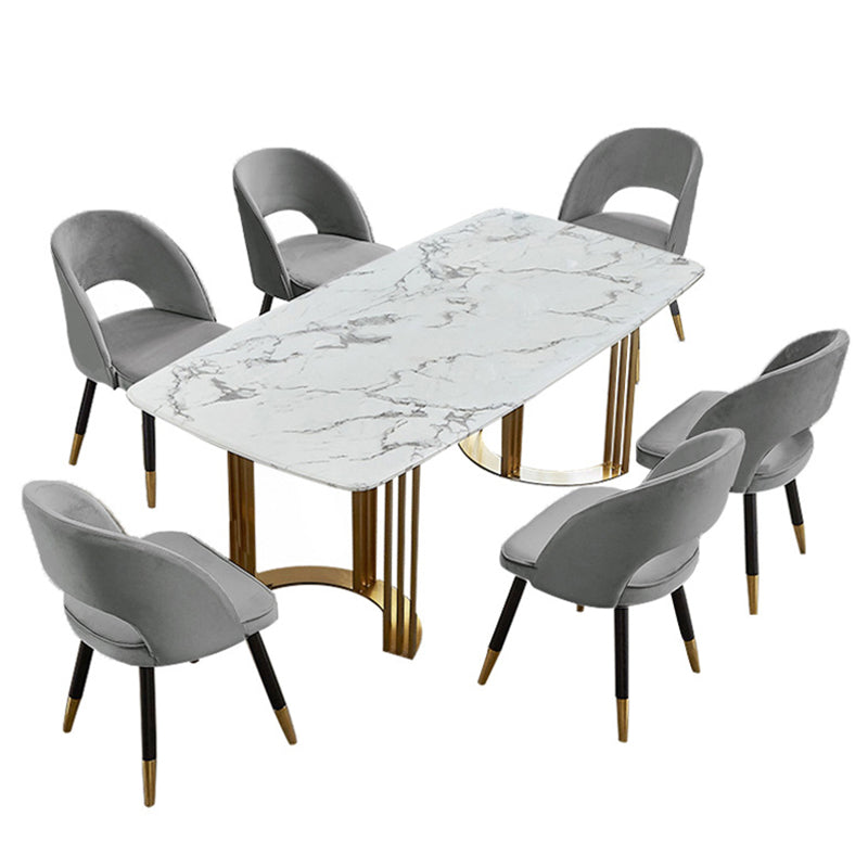 Nordic 1/2/7/9 Pieces Dining Set Rectangle Stone Dining Table for Dining Room