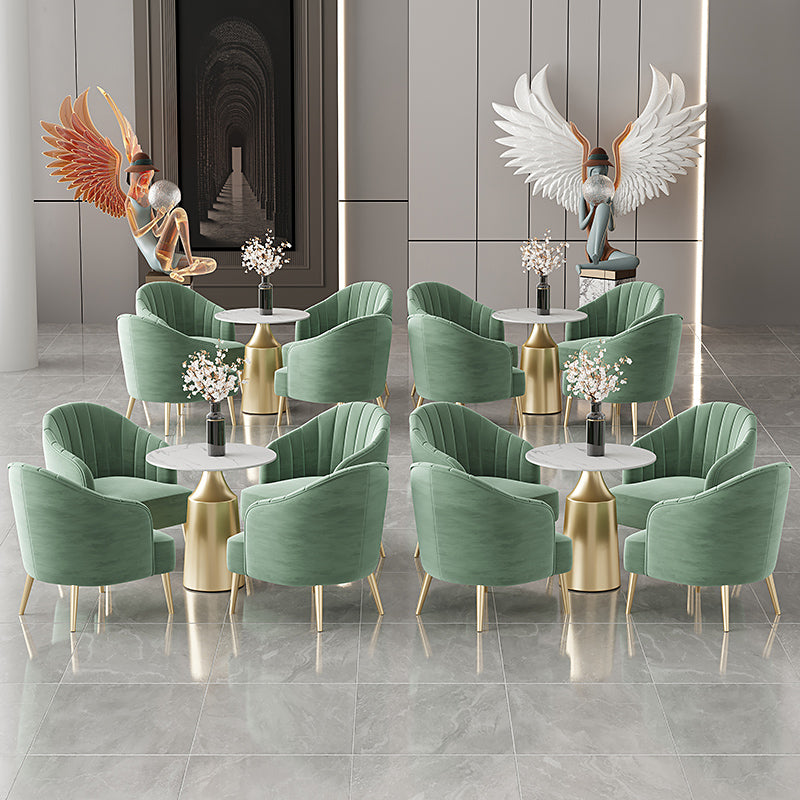 Glam Round Dining Table Set 1/5 Pieces Dinette Set with White Stone Top