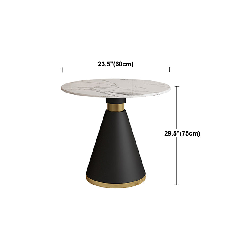 Metal Modern Round Dining Table Sintered Stone Top Table for Dining Room