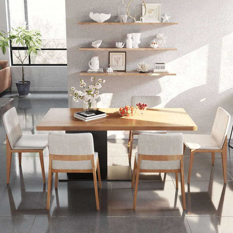 Industrial Pine Wood Table for Restaurant Rectangle Kitchen Table with Pedestal Base