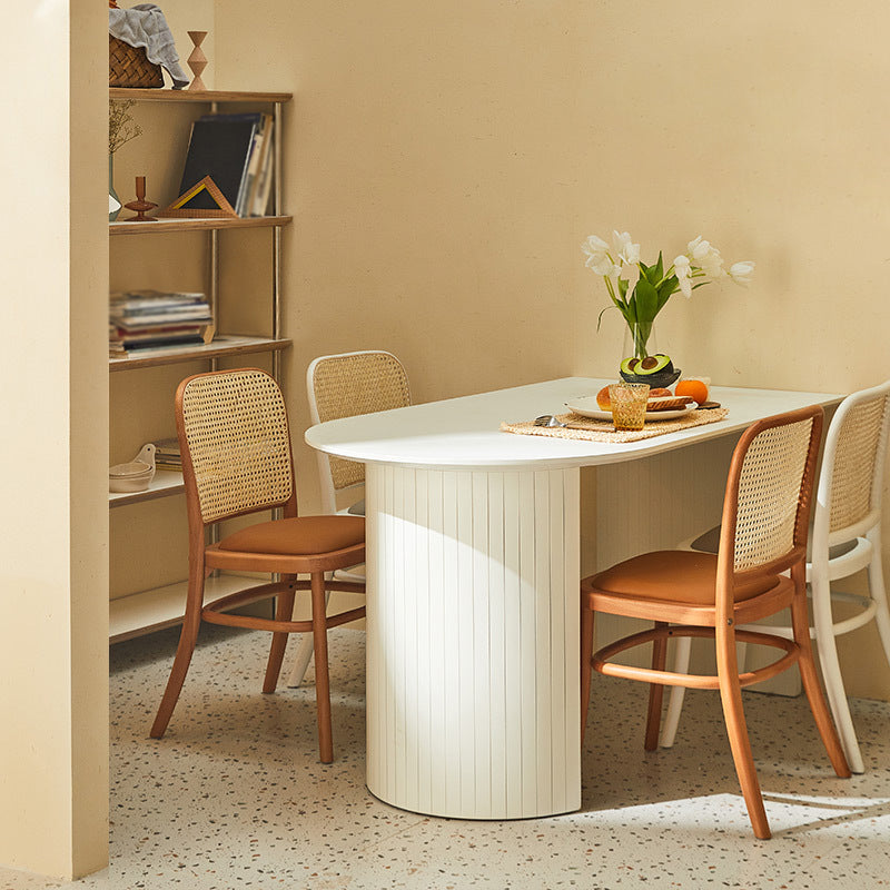 Wood Top Dining Table Traditional Luxury Dining Table with White Sled Base