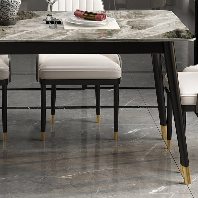 Sintered Stone Top Dining Table in Grey Industrial Indoor Table with 4 Legs