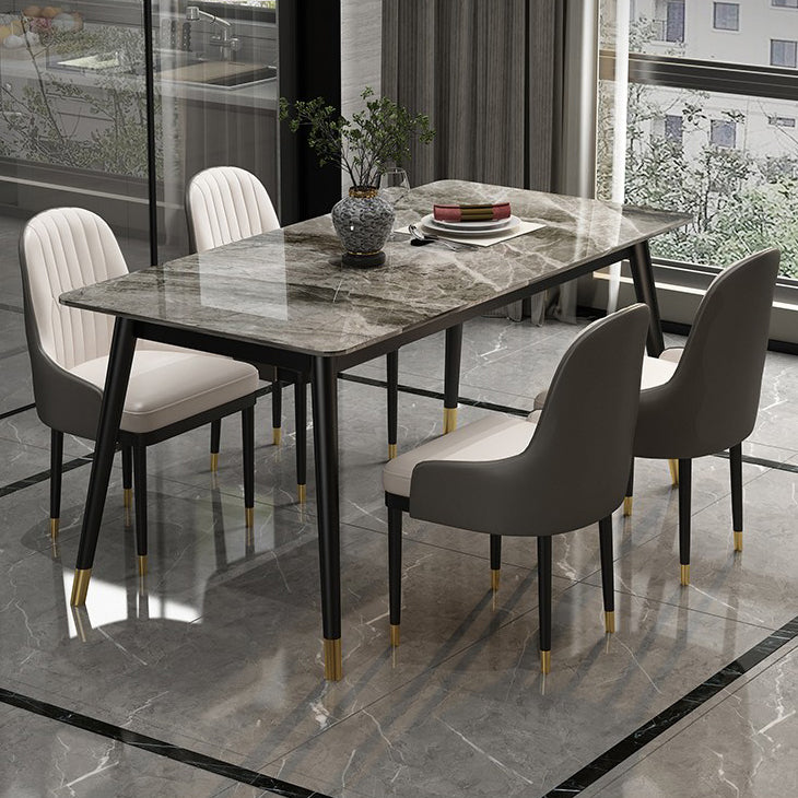 Sintered Stone Top Dining Table in Grey Industrial Indoor Table with 4 Legs