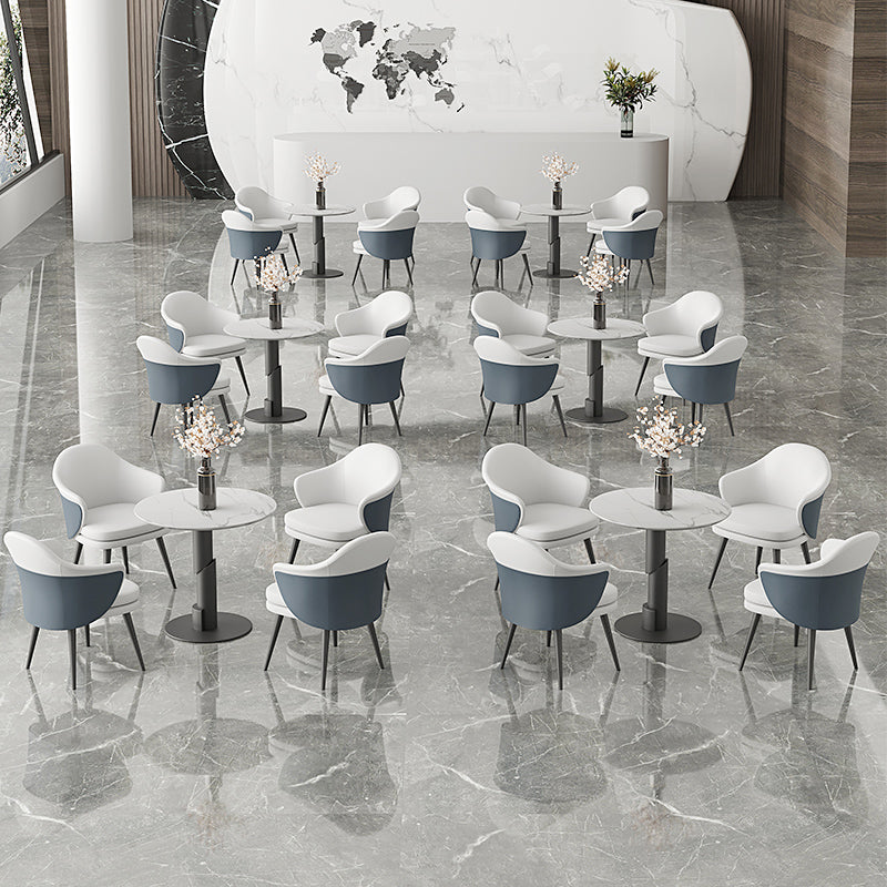 Modern Style Dining Table Sintered Stone Round Table with Metal Base