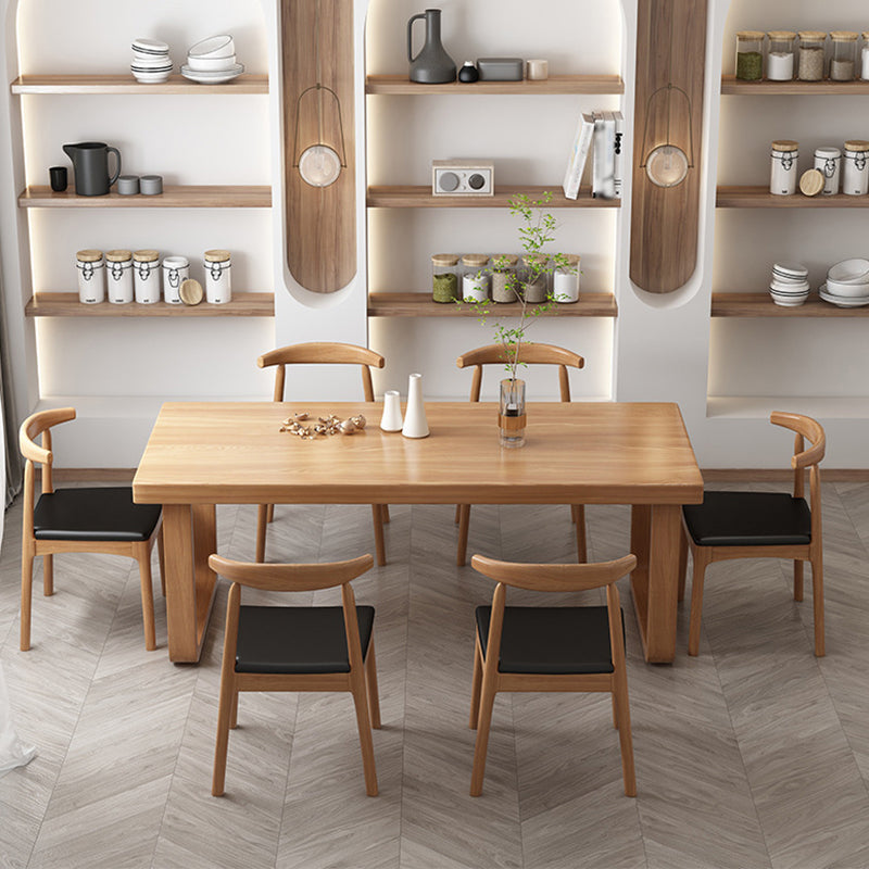 Simplicity Rectangle Dining Table Natural Pine Solid Wood Sled Base Table