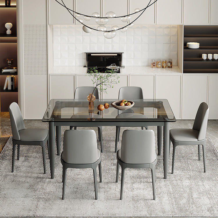 Modern Toughened Glass Top Table Rectangle Home Kitchen Desk with 4 Ash Legs