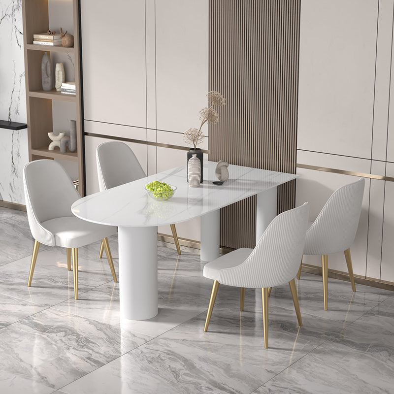 White Stone Top Dinner Room Kitchen Table Modern Tripod Base Dining Table