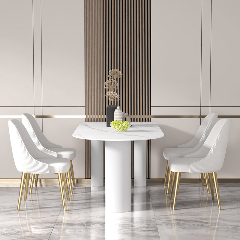 White Stone Top Dinner Room Kitchen Table Modern Tripod Base Dining Table