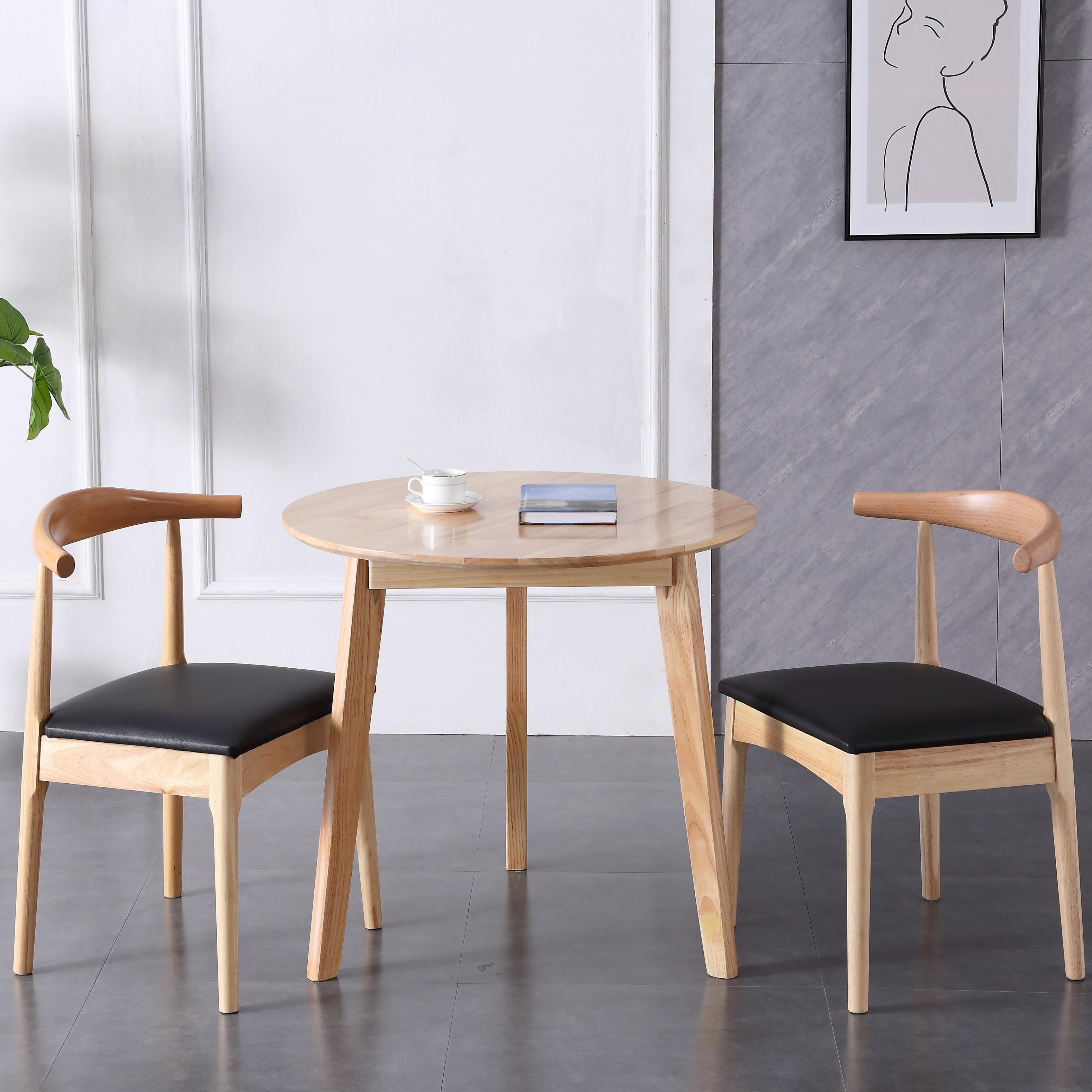 Round Dining Table Solid Wood Contemporary Style Dinner Table for Home Kitchen