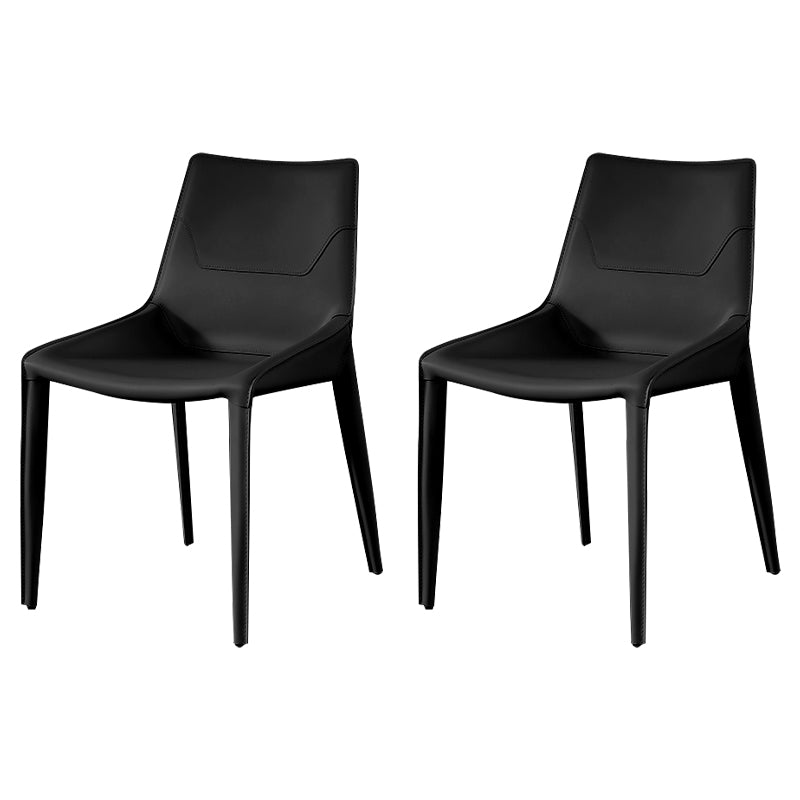 Designer Style Solid Back Home Dining Chair Matte Finish Leather Side Chair