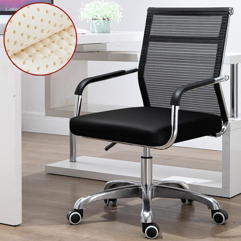 Mid Back Office Chair Height-adjustable Fixed Arms Chair with Wheels