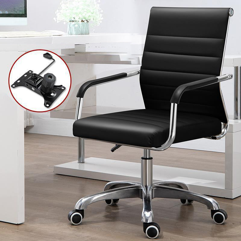 Mid Back Office Chair Height-adjustable Fixed Arms Chair with Wheels