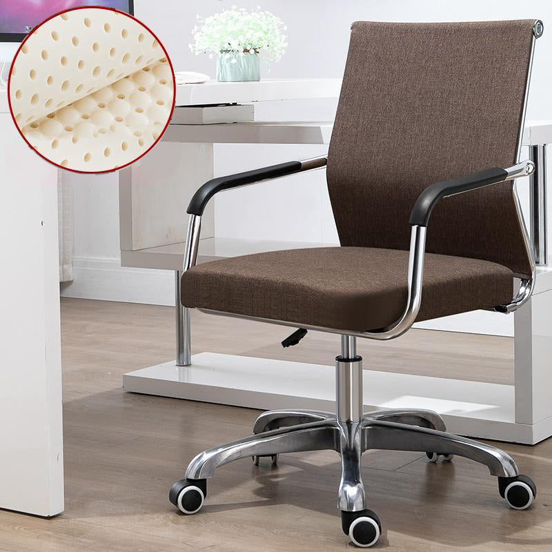 Mid Back Office Chair Height-adjustable Fixed Arms Chair with Wheels