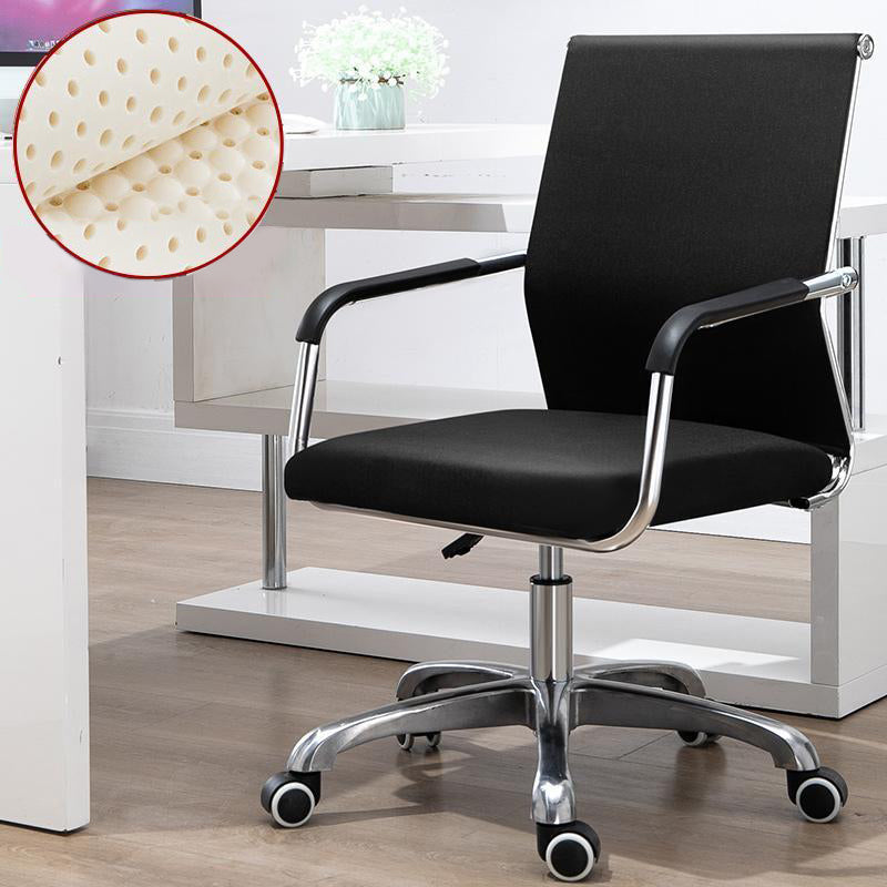 Mid Back Office Chair Height-adjustable Fixed Arms Chair with Wheels