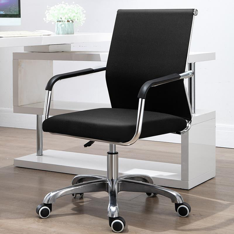 Mid Back Office Chair Height-adjustable Fixed Arms Chair with Wheels