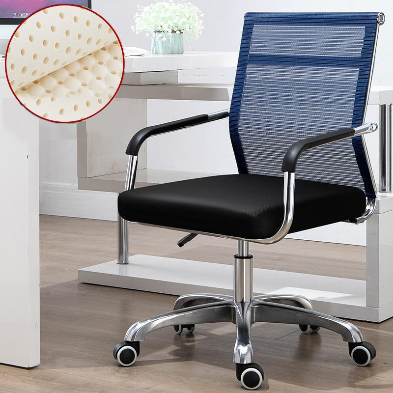 Mid Back Office Chair Height-adjustable Fixed Arms Chair with Wheels