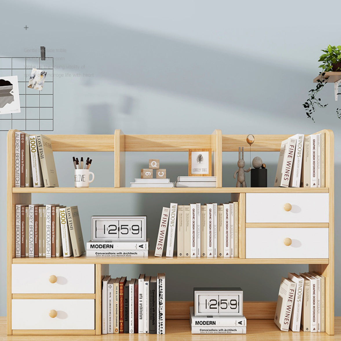 Modern Style Bookshelf Open Back Engineer Wood Bookcase for Home Office