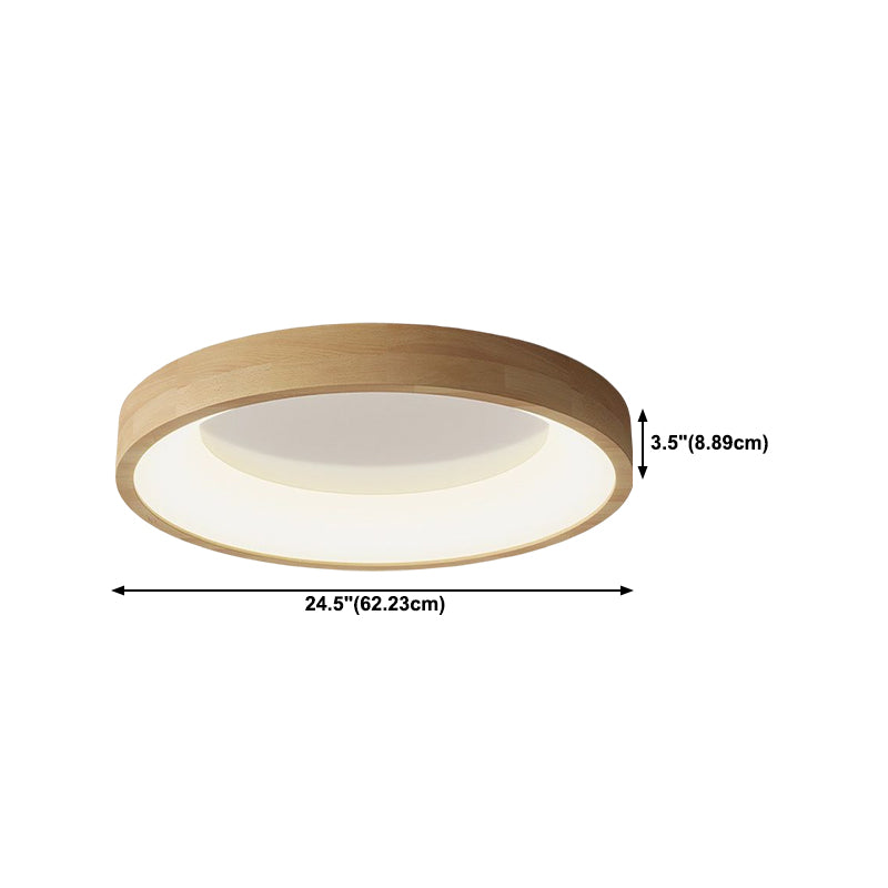 Wood Circle Shape Flush Mount Minimalism Metal Ceiling Flush Mount for Living Room