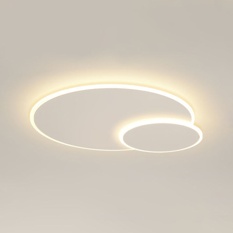 White LED Flush Mount Modern Metal Circle Ceiling Mounted Fixture for Bedroom