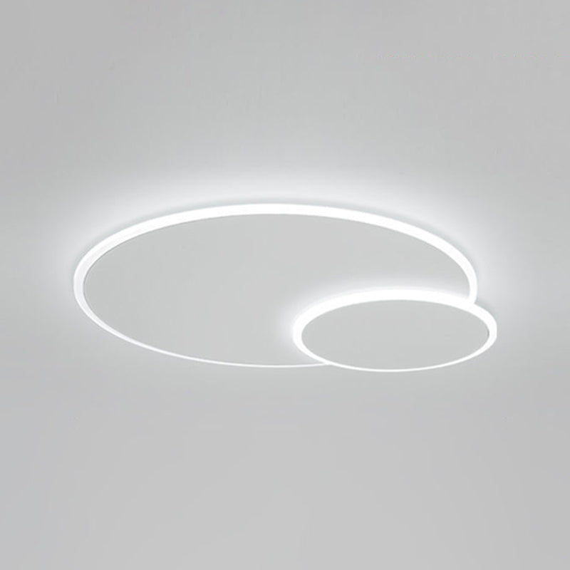 White LED Flush Mount Modern Metal Circle Ceiling Mounted Fixture for Bedroom