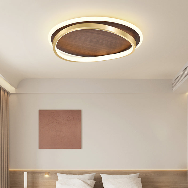 Brown Geometric Shape Flush Mount Modern Metal Ceiling Light Fixture with Acrylic Shade