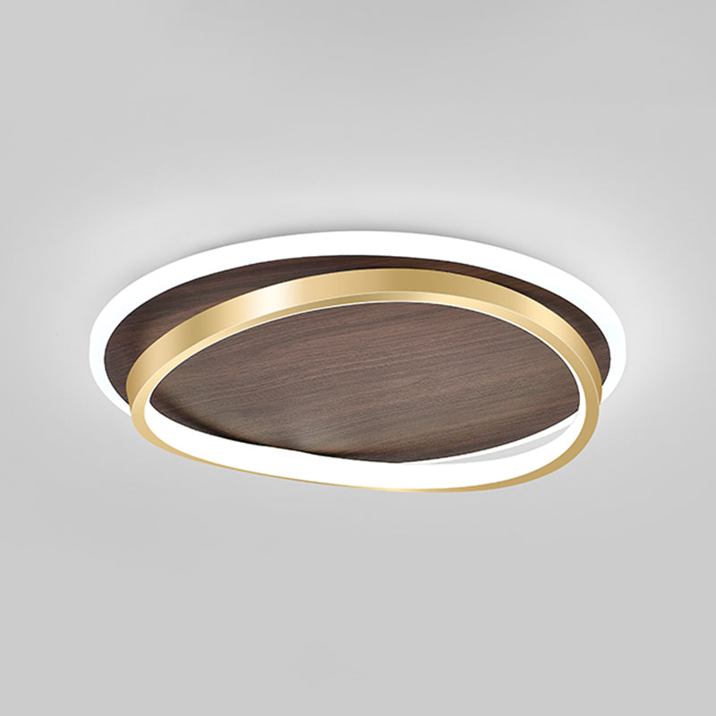 Brown Geometric Shape Flush Mount Modern Metal Ceiling Light Fixture with Acrylic Shade