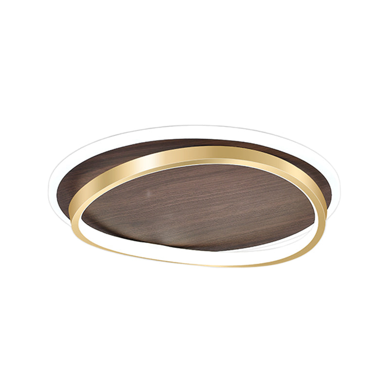 Brown Geometric Shape Flush Mount Modern Metal Ceiling Light Fixture with Acrylic Shade