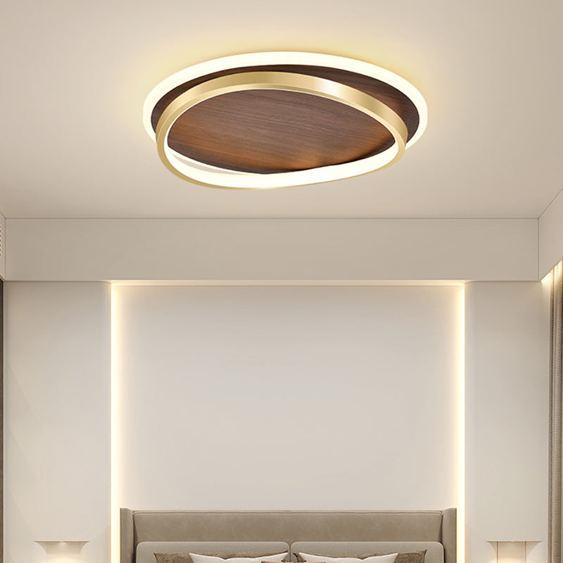 Brown Geometric Shape Flush Mount Modern Metal Ceiling Light Fixture with Acrylic Shade