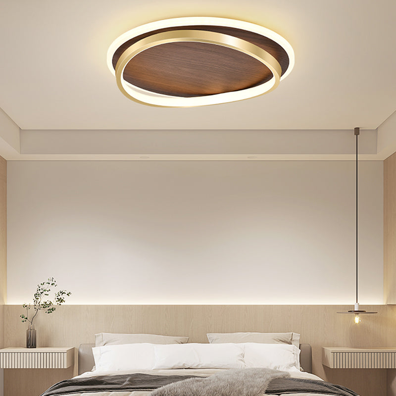 Brown Geometric Shape Flush Mount Modern Metal Ceiling Light Fixture with Acrylic Shade