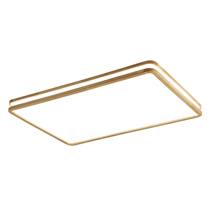 Modern Rectangle Shape Ceiling Light Wood 1 Light LED Flush Mount Light for Bedroom