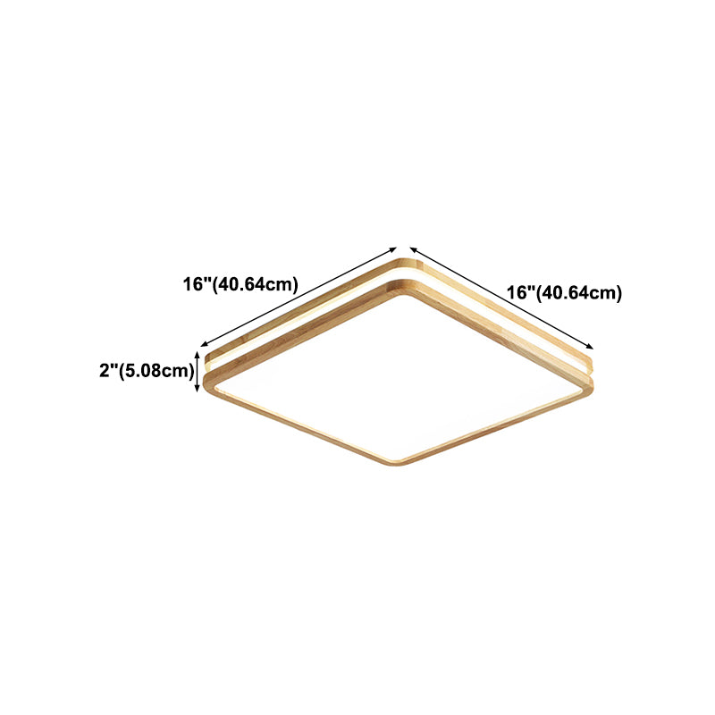 Modern Rectangle Shape Ceiling Light Wood 1 Light LED Flush Mount Light for Bedroom