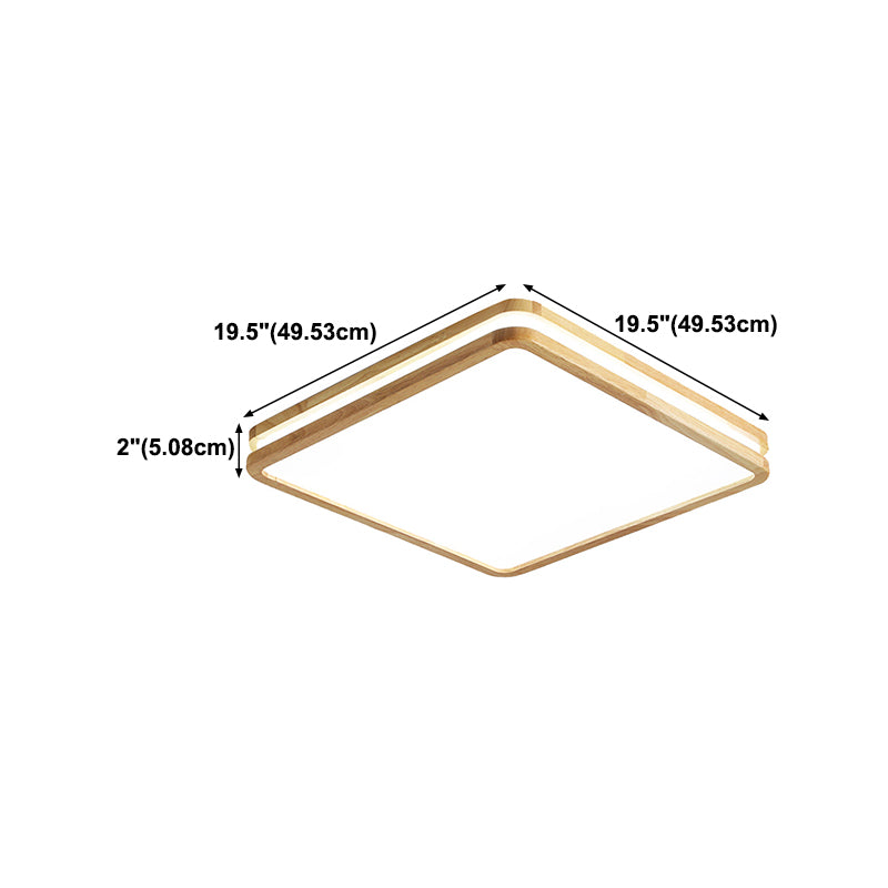 Modern Rectangle Shape Ceiling Light Wood 1 Light LED Flush Mount Light for Bedroom