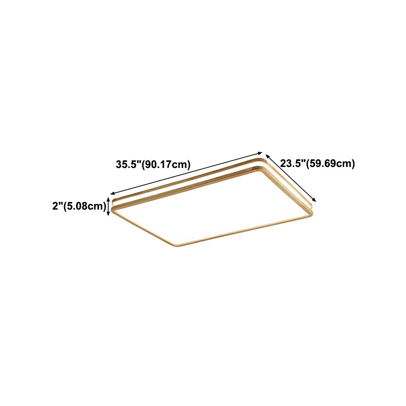 Modern Rectangle Shape Ceiling Light Wood 1 Light LED Flush Mount Light for Bedroom